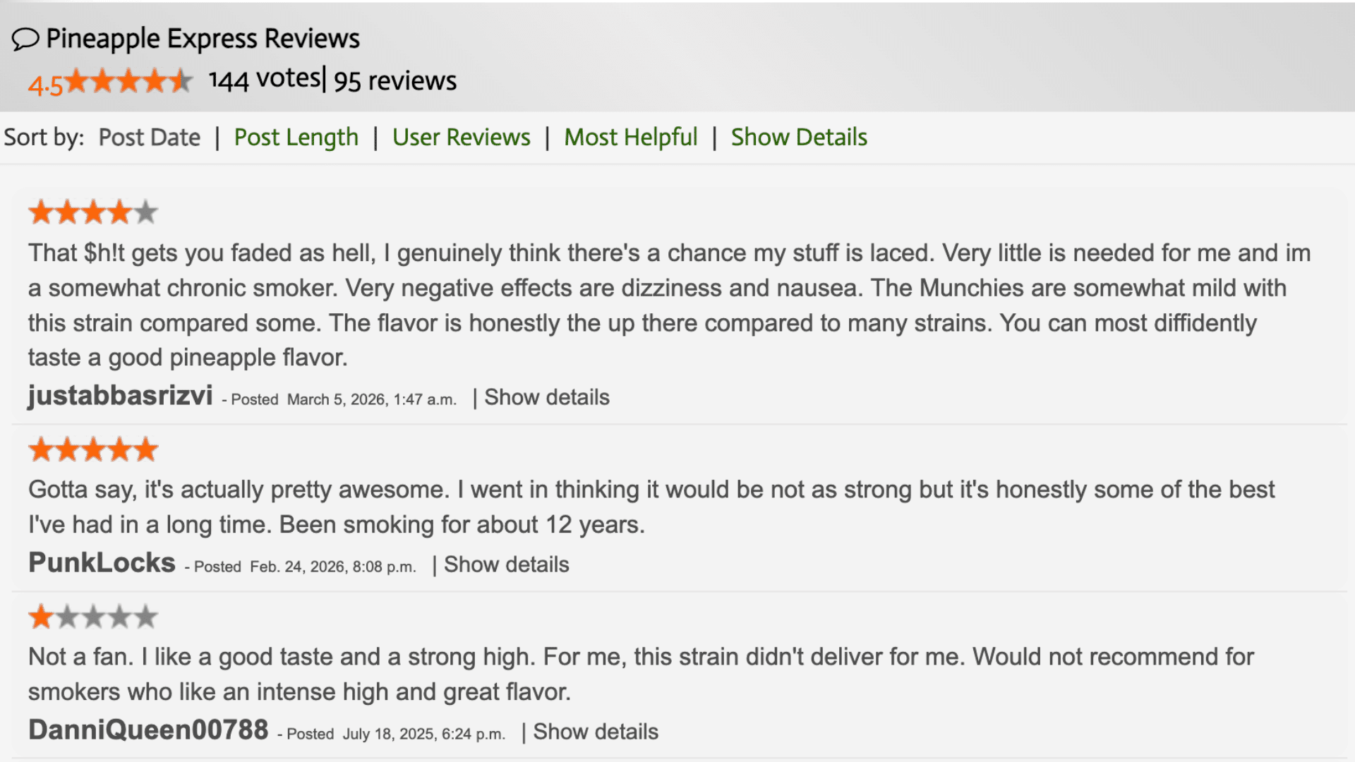 pineapple express weed strain reviews rated 4.5 stars with 144 votes and 95 user reviews on allbud