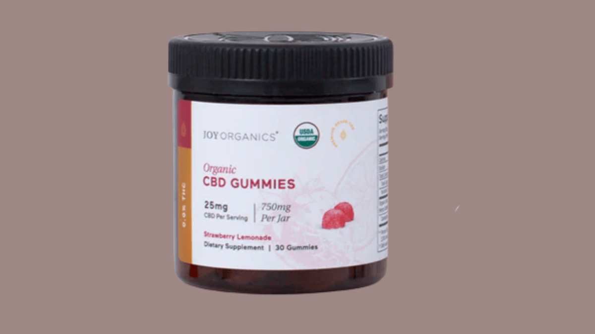 joy organics usda certified organic broad-spectrum cbd gummies bottle for thc-sensitive users