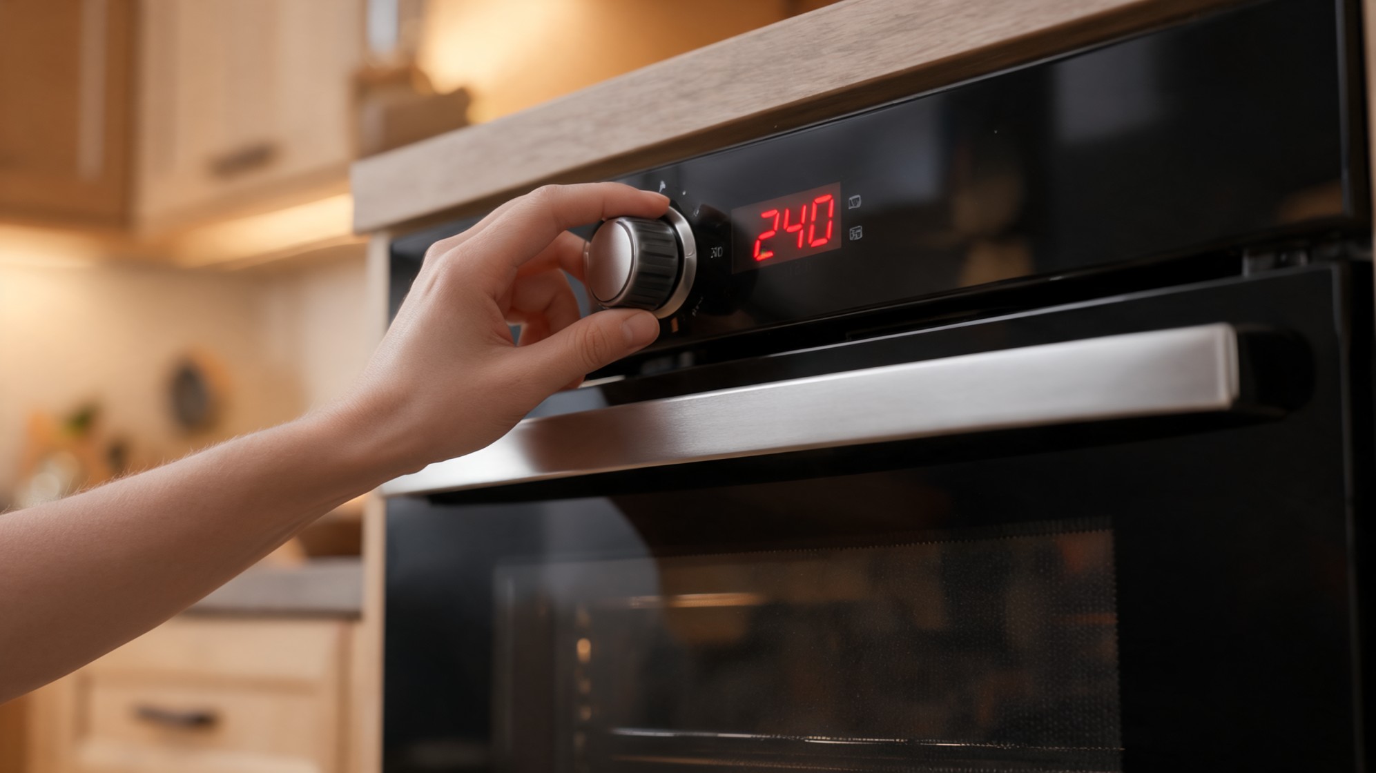 how to decarb weed in an oven with a hand setting the temperature to 240 degrees for steady heating