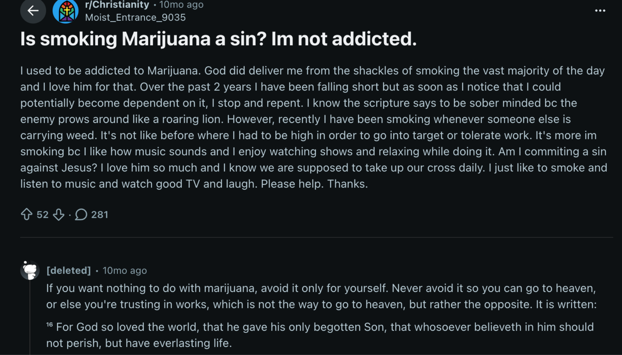 it a sin to smoke weed reddit discussion