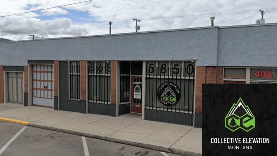 montana cannabis dispensary storefront with board and logo of the store in butte mt