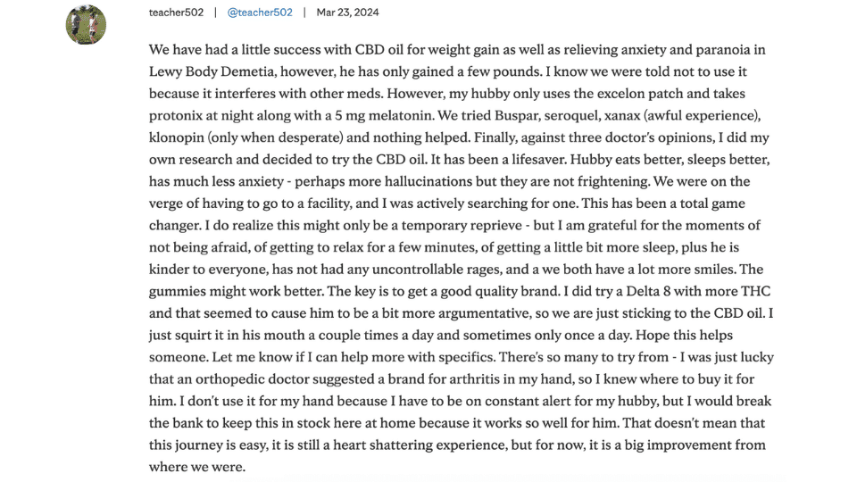 people sharing cbd product reviews and appetite experiences in a simple online comment section