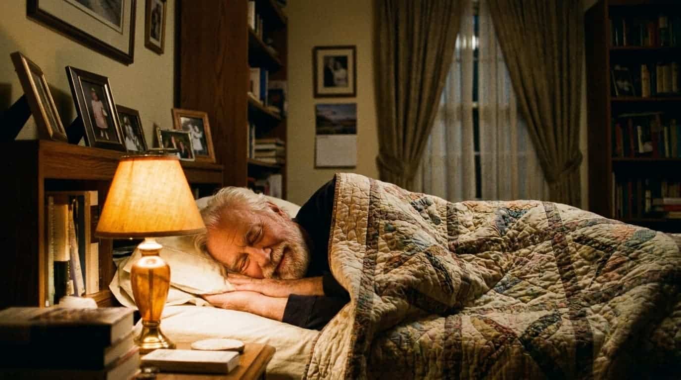 senior sleeping peacefully showing improved rest and sleep quality