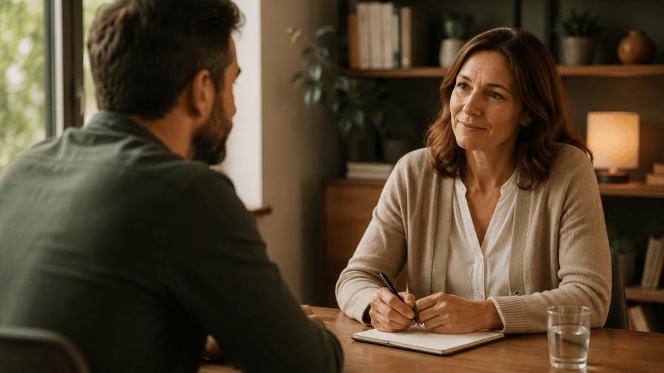supportive counseling scene showing professional help and recovery options for meth use