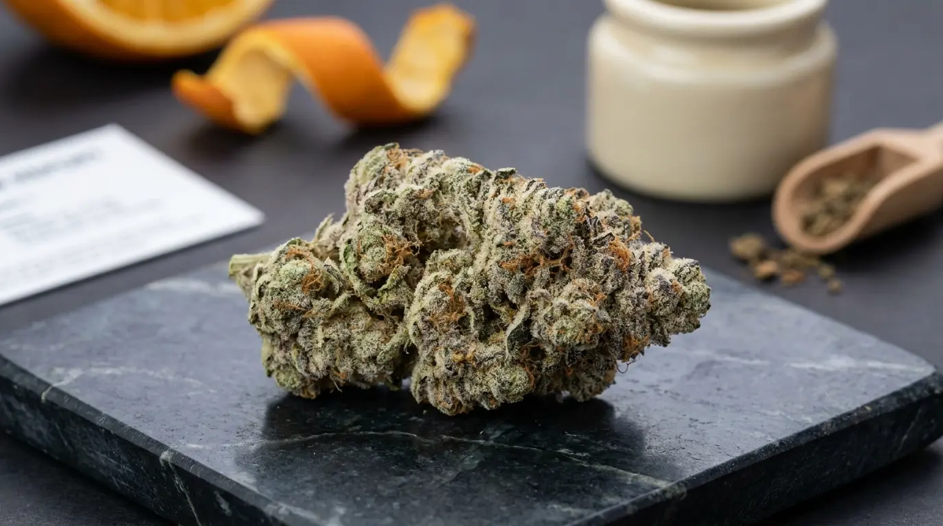 hyper realistic mac 1 cannabis buds with frosty trichomes citrus notes and premium strain review mood