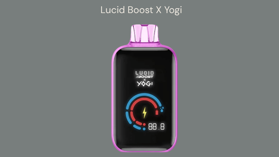 lucid boost x yogi tobacco vape product image with smooth blended tobacco flavor and soft undertones