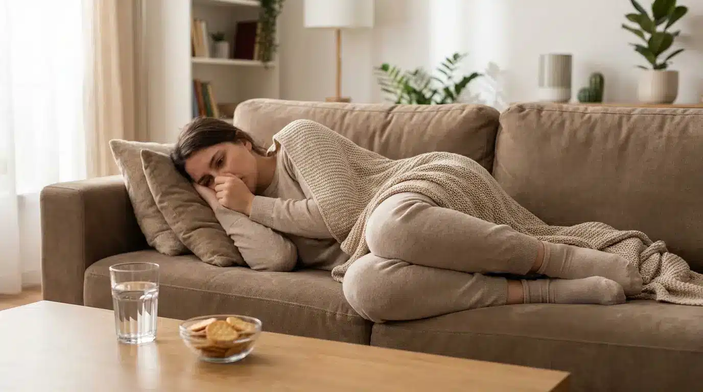 person resting with water after microdosing thc edible feels too strong