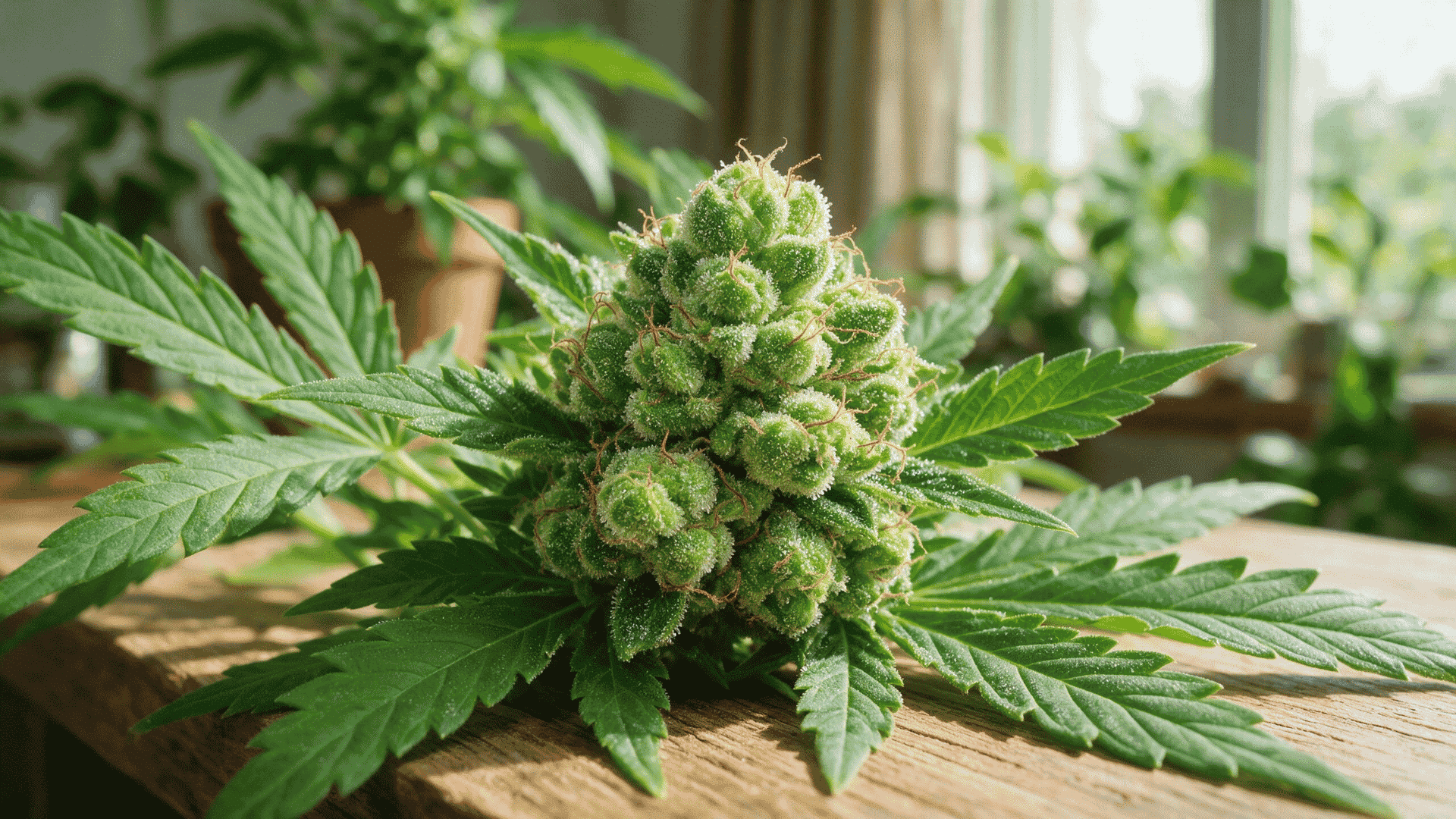 acdc cbd cannabis buds with detailed trichome coverage and green flowers