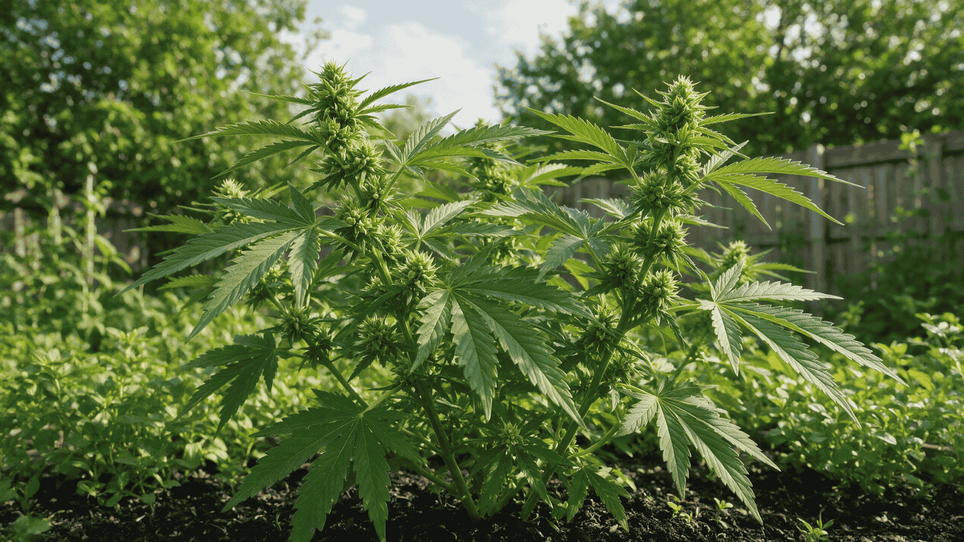 charlotte’s web cbd cannabis flowers with green buds and hemp leaves