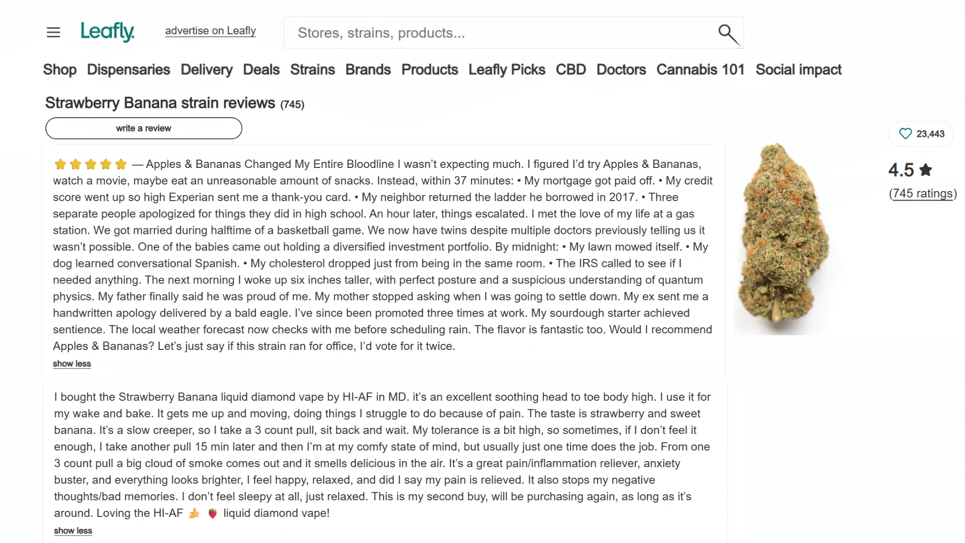 strawnana strain reviews highlighting flavor potency and effects reported by real users online